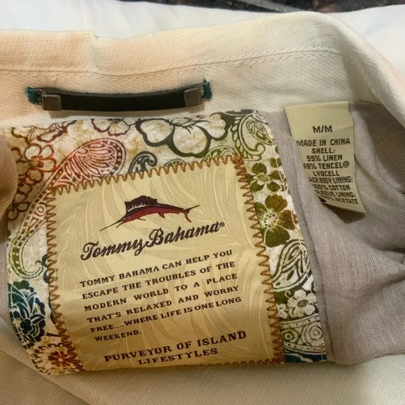 Tommy Bahama soft cream Suit.